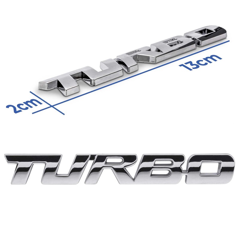 Turbo Emblem Sign Chrome Lettering 3D Logo Car Sticker Tuning