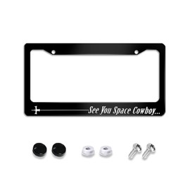 Draradi See You Space Cowboy Metal Black License Plate Frame Car Aluminium Alloy Licenses Plate Covers Holder for US Vehicles