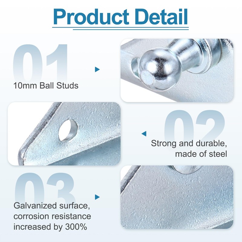 sourcing map 10MM Ball Stud Mounting Bracket, 2PCS Gas Struts