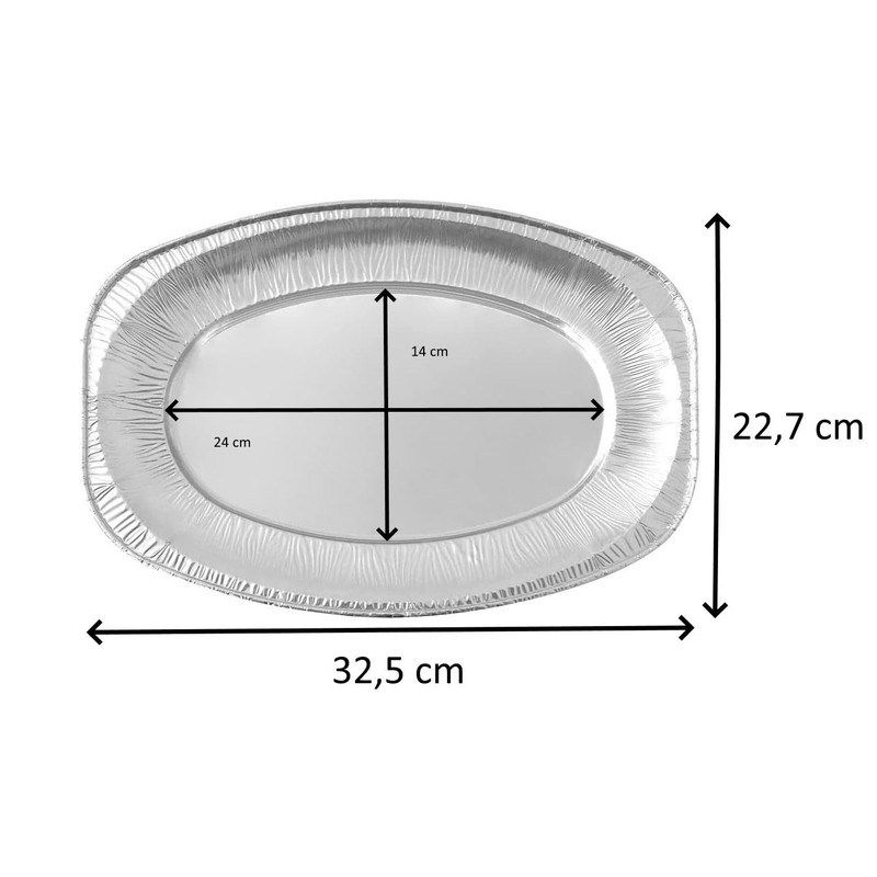 Extiff 10 x Oval Aluminium Trays 32.5 x 22.7 cm