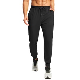 G Gradual Men's 28"/30"/32" Inseam Tall Joggers with Zipper Pockets Workout Track Pants Stretch Athletic Sweatpants for Men Track Pants Stretch Athletic Sweatpants for Men(Black,30-L)