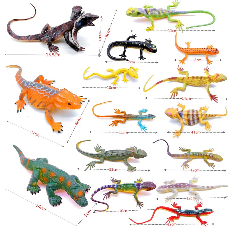 Guaishou Lizards Toys 15pcs Realistic Lizard Chameleon Reptile Figure Play