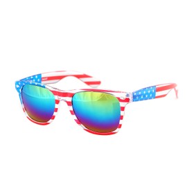 SHADERZ American America USA Flag Sunglasses Patriotic Clear Frame Classic 80s (Multicolor, 52)