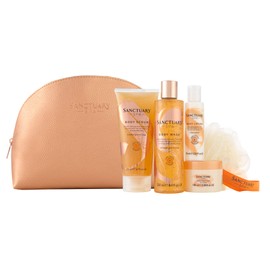 Sanctuary Spa Gift Set, Uplifting Moments Travel Wash Bag Vegan Beauty Gift, Gifts For Women, Gift For Her, Pampering Set, Body and Bath Set, For Birthday, Vegan Free