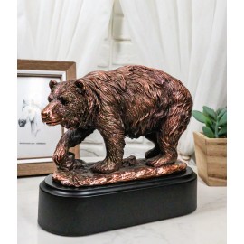 Walking Bear Statue - Bronze Electroplated 7"L Figurine Wild Life Jungle