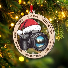 Camera Ornament, Camera Ornaments for Christmas Tree, 2 Layer Wood & Acrylic Christmas Ornament 2024, Photography Lover Onaments, Santa Camera Ornament, Camera Christmas Ornament, Camera Christmas