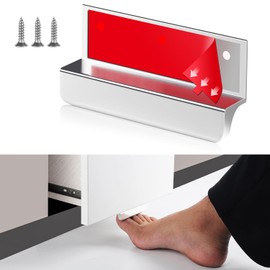 BaiNong Adhesive Touchless Foot Pulls for Cabinet Trash Can Silvery 4'' Touchless Hands Free Trash Opener for Overlay Kitchen Cabinet Door Bins (1, FH01-Silvery)