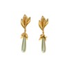 Yehuaa Magnolia Flower Earrings with Colored Droplet Green Pearl Earrings