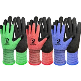 PROGANDA 3 Pairs Gardening Gloves for Men Women, Superior Grip Latex Coating Work Gloves Colourful Comfortable Breathable Lightweight, Garden Construction Car Outdoor