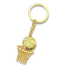Basketball Keychain, Basketball Party Favors Sports Keychain, Gold Basketball Hoop Key Chain Gift for Boys Girls Basketball Accessories Souvenir