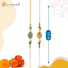 HATHKAAM Designer Rakhi for Brother Set of 2 Traditional Handmade Rakhi Set for Brother, Stainless Steel