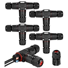 Cexovo Pack of 4 Cable Connectors Waterproof 3-Pin IP68 Underground Cable Junction Box Waterproof 3-Way Cable Connector Waterproof for Diameter 3-12 mm Cable Diameter, IP68 Connection Sleeve, Junction
