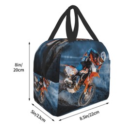 Giwawa Motorcycle Lunch Box for Kids Dirt-Bike Motocross Insulated Lunch Cooler Tote Bags Reusable Thermal Food Container with Front Pocket for Boys Men Women Girls Picnic Travel