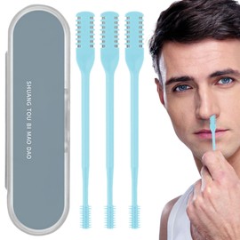 Landrain Pack of 3 Men's Nose Hair Trimmers, Nose Razor, Nose Hair Remover (Blue)