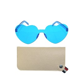 YOGEROY Heart Shaped Sunglasses with A Lovely Glasses Case Trendy Candy Color Eyewear for Party Favor (Blue)