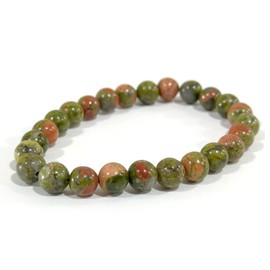 Crystal Stone 8mm Necklace Bracelet Real Stone Healing Stones Chakra Natural (Unakite Bracelet)