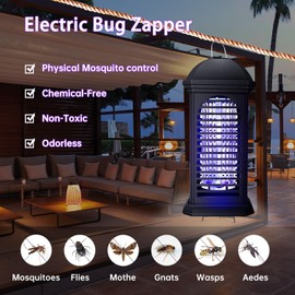 PKBD Bug Zapper,1800V 11W UV Insect Pest Fly Killer, IPX4 Waterproof Electric Fly Zapper for Indoor/Outdoor Use, Mosquito Killer for Home and Garden, Black