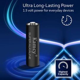 KAMCY - High Capacity Alkaline Double AA Batteries 100 Pack, 1.5V Ultra Long Lasting Alkaline Battery, LR6 AA Household Batteries, 10-Year Shelf Life