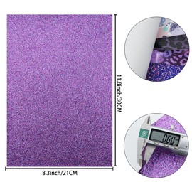 6 Pieces 8x12 Inch (21cmx30cm) Faux Leather Sheets Mixed Purple Series Fine Chunky Glitter Leopard Print Butterfly Pattern Faux Leather Fabric for Leather Bows Earrings Making