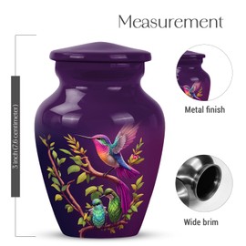 YASUBJAG Aluminum Humming Bird Urn - Mini Urns for Human Ashes - Adult Male & Female - 3 Inch 1 Pcs