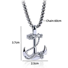 MayiaHey Silver Sea Anchor Cross Pendant, Marine Sailor Anchor Necklace for Men, Pirate Marine Anchor Necklace, Punk Sea Anchor Jewellery, Sea Anchor Amulet Pendant Necklace for Boys, Stainless Steel