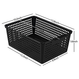 Guankan Kitchen Storage Basket Bin Set of 3, Plastic Organizer Basket, Black, F