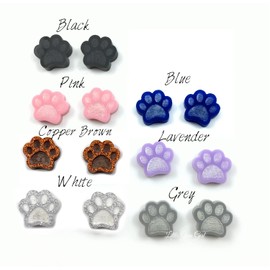 1 Set of Dog or Cat Paw Print Stud Earrings in Titanium or Stainless Steel Post Nickel Free for Sensitive Ears You Pick The Color