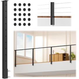 Gyykzz 36" Side Mount Cable Railing Post, Level Drilled Space-Saving Side Mount Post System, Stainless Steel T304 Fascia Mount Handrail Post, Heavy-Duty Cable Railing Kit Indoor Outdoor Deck Post