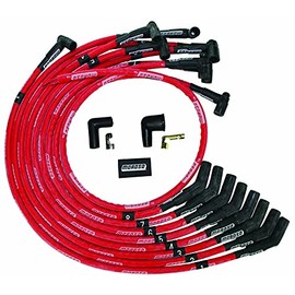 Moroso 52542 Ultra Series Red Sleeved Spark Plug Wires, Big Block Chevy, Over Valve Cover Routing, 135 Degree Plug Ends, HEI Distributor
