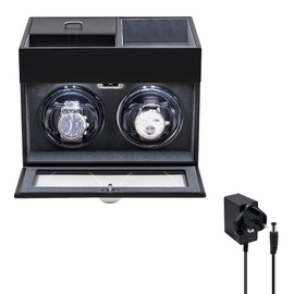 Mcbazel Automatic Double Watch Winder with Storage Box, Watch Winders for 2 Watches,Automatic Watch Winder Box with Quiet Motor,LED Light, Adjustable Watch Pillows -Gray