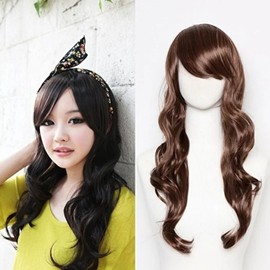 Women's Long Hair Wave Natural Full Wig (KYR-WE2CD29) Gold Brown / 여자 긴머리 웨이브 내츄럴 통가발 (KYR-WE2CD29) 골드브라운