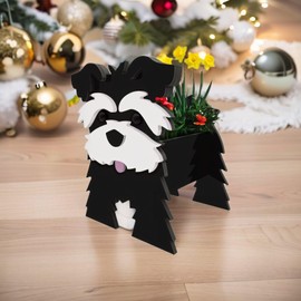Small Schnauzer Black Dog Planter Plant Pots,Animal Shaped Planter Pot, Premium Garden Succulent Plant Pots Cute Dog Design, Storage Container Planters for Outdoor Plants 9.8 x 6.3 inch