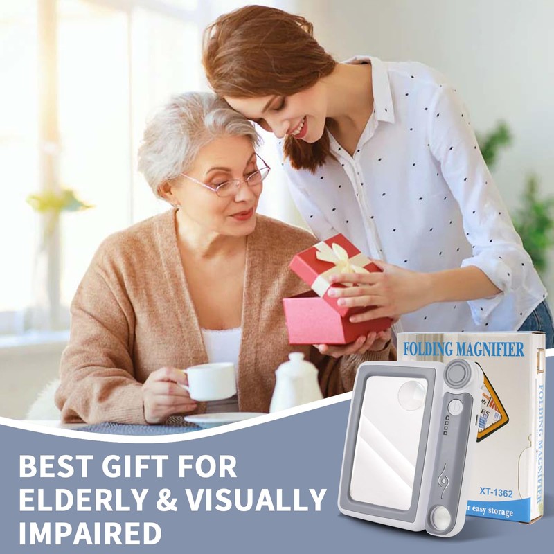 Magnifying Glass with Light, 5X 10X 45X Rechargeable Page Magnifier