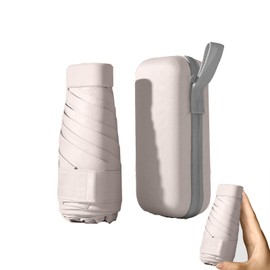 Nnicorns Ash Umbrella, Umbrella with Storage Bo, UV Protection, Mini 6 Bone Umbrella, Windproof Umbrella for Adults Children, beige