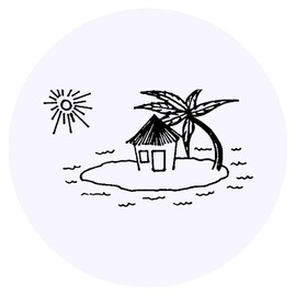 24 x 40mm Round 'Hut On Desert Island' Stickers (SK00050434)