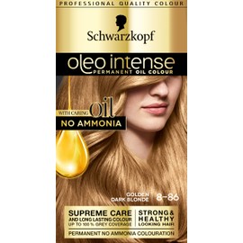 Schwarzkopf Oleo Intense, Permanent Blonde Hair Dye, Ammonia Free, Up to 100 Percent Grey Coverage, Golden Dark Blonde 8 - 86