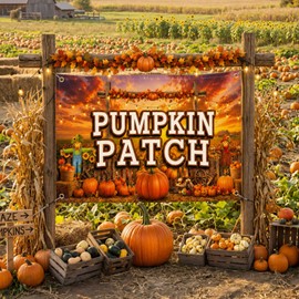 Pumpkin Patch Banner 2 x 4 ft, Thanksgiving Large Sign Outdoor