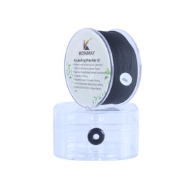 KONMAY 0.4 mm Nylon Cord for Bracelets with Organiser Box, 150 Metres Black Nylon Thread Satin Cord for Jewellery, Macrame, Kumihimo, Beading, Chinese Knots & Crafts