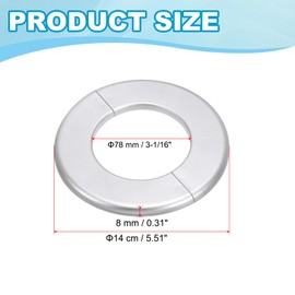 PATIKIL Wall Split Flange 3.07" (78mm),ABS Round Self-Adhesive Escutcheon Plate Buckles Water Pipe Cover for Kitchen Bathroom Arm Pipe Faucet Decoration, Silver