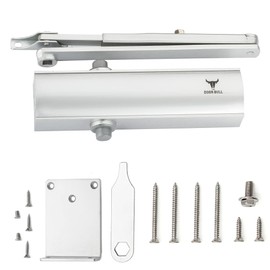 Commercial/Residential Grade Door Closer – Aluminum Heavy Duty 3 Spring Hydraulic Automatic Closer – Adjustable Speed, Surface Mount - Parallel Arm Bracket Included