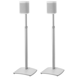 Sanus Adjustable Height Wireless Speaker Stands Designed for SONOS ONE, ONE SL, Play:1, and Play:3 - Tool-Free Height Adjust Up to 16" with Built in Cable Management - Single White…
