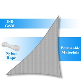 Awnpro 7' x 24' x 25' Triangle Shade Sail Awning for Outdoor Patio, Garden and Backyard Sun Protection Awnings Light Gray