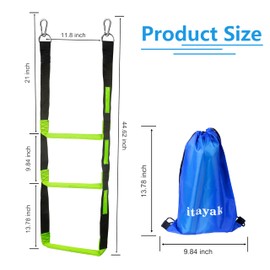 itayak 3 Step Boat Rope Ladder, Foldable Assist Boarding Outdoor Climbing Rope Ladder for Inflatable Boat, Pontoon Boat, Sailboat, Kayak, Motorboat, Canoeing