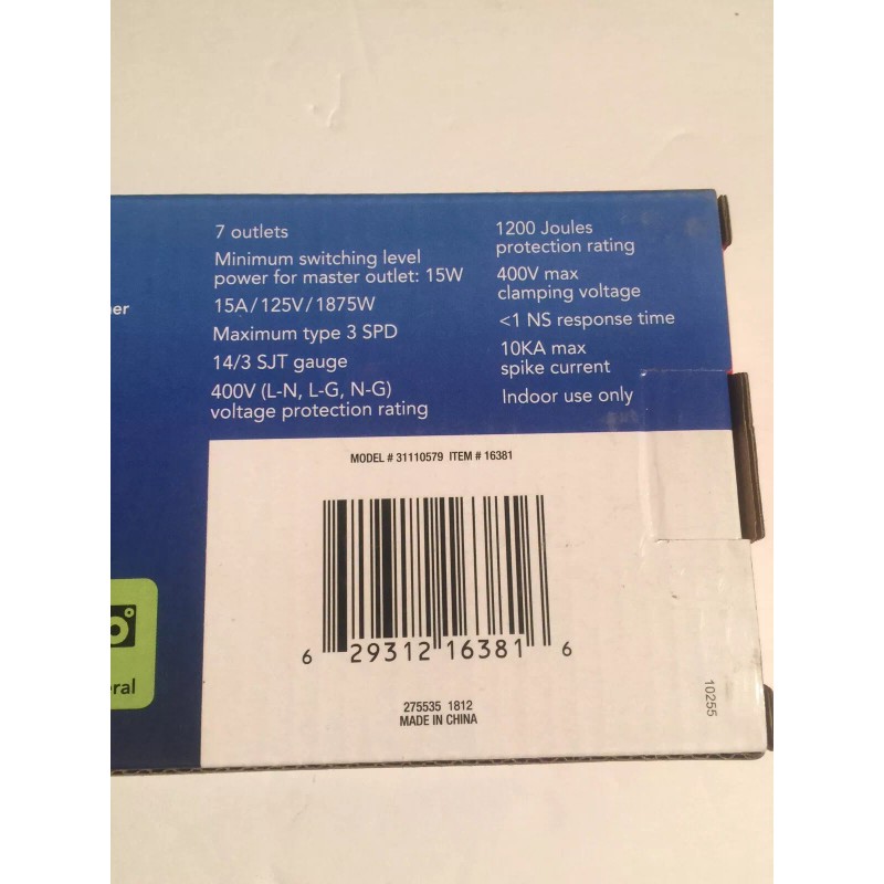 Sunbeam Power Strip 7 Outlet Surge Protector Master Controls 5