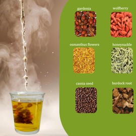 Honeysuckle and Cassia Seed Tea,25 Teabags,Gardenia, Wolfberry,Osmanthus flowers,Honeysuckle,Cassia seed,Burdock root,Combination Herbal Tea。(1 Pack/25 Bags）