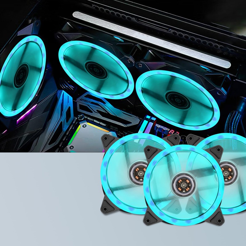 CERRXIAN 2PCS LED Silent Case Fan 120mm Computer Fan 1200RPM