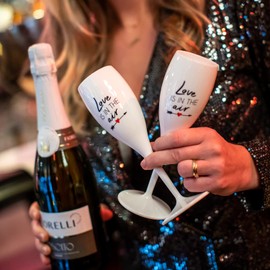 Koziol Super Glass 100 ml with "Heiße No. 1 Love is in the Air" Print