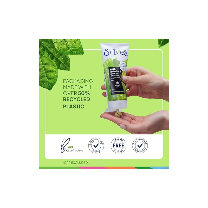 St. Ives Exfoliante Facial, Té Verde y Bambú, 170g