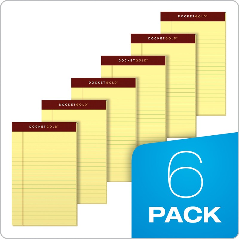 TOPS Docket Gold Writing Tablet, 5 x 8 Inches, Perforated,