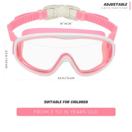 KAILIMENG 2 Pack Kids Swim Goggles, Clear Wide View No-Leak Anti-Fog UV Protection Swimming Glasses with Nose Clip Earplugs for Toddlers Youth Child 3-15 Years Old (Pink & Red Blue, 2 Pack)